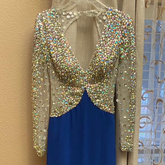 Blue Iridescent Crystal Gown - Picture 2 of 10